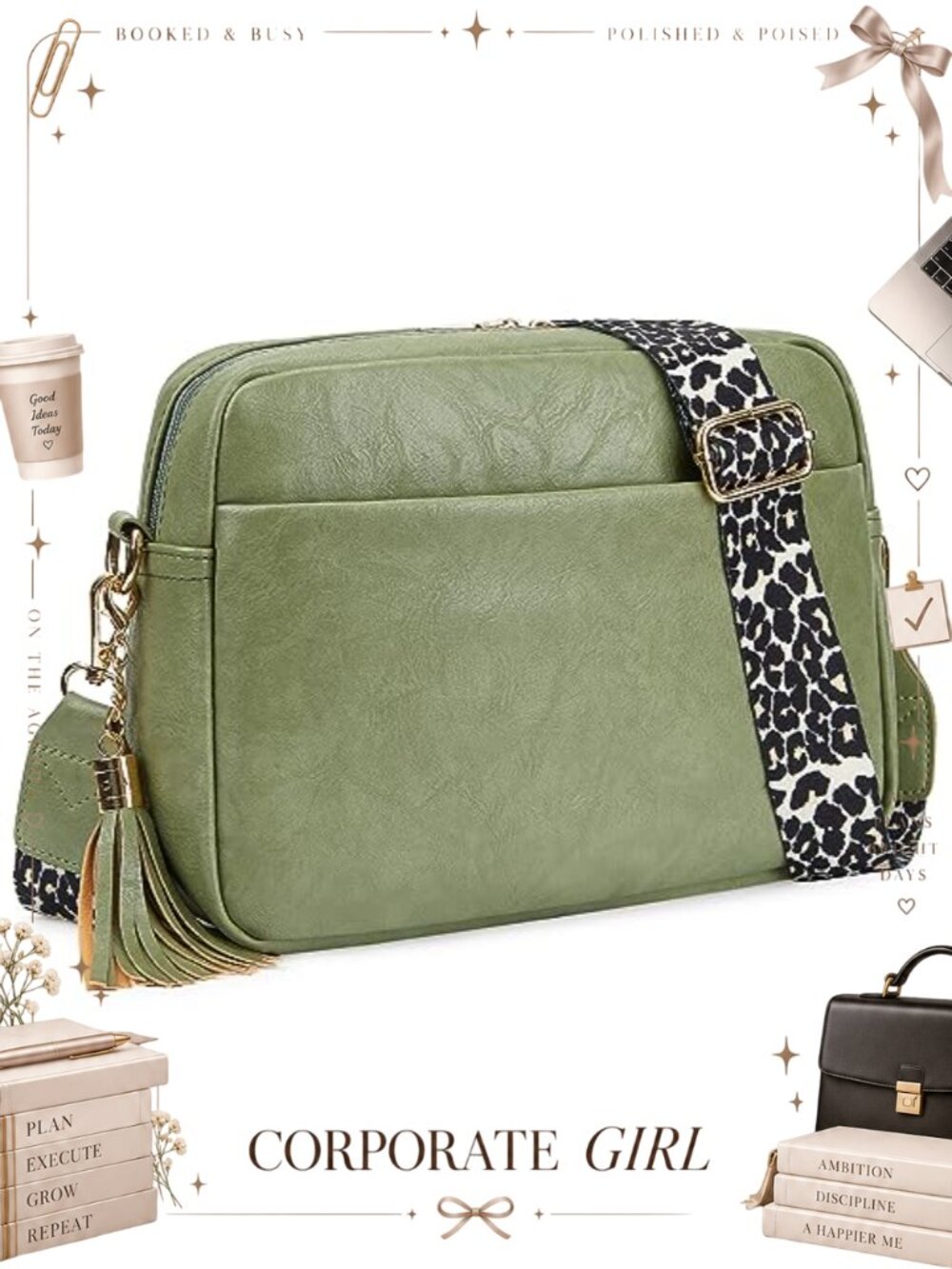PU Leather Crossbody Camera Bag Zip Shoulder Purse Adjustable Strap